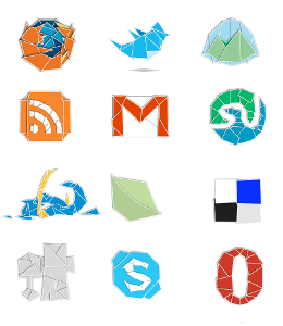 set icons icones papier chiffon social
